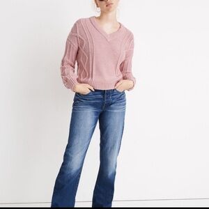 Madewell Augustus Cableknit V-Neck Sweater Size M